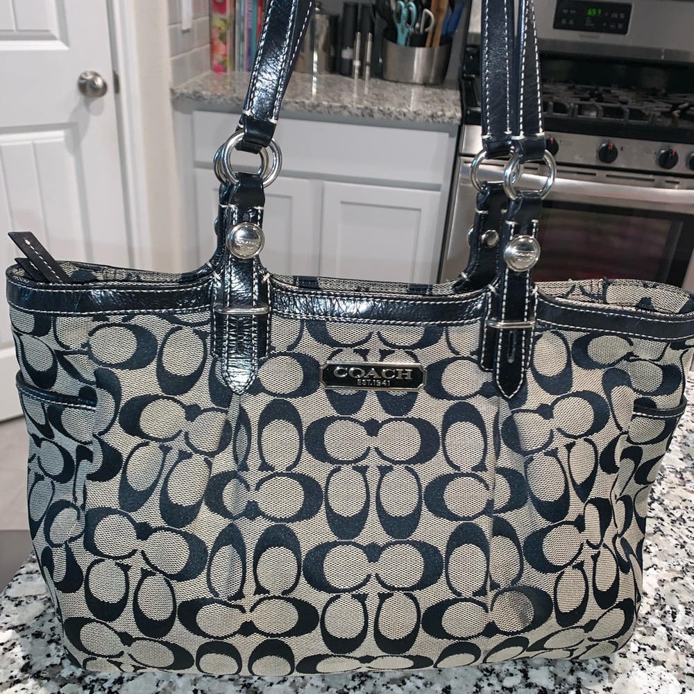 Coach Black and Gray Signature Tote Bag